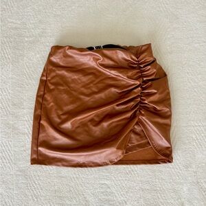 Windsor Tan Ruched Mini Skirt
